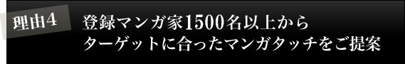 理由4 登録マンガ家500名以上からターゲットに合ったマンガタッチをご提案